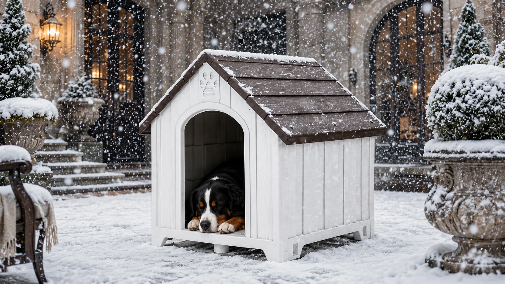 Wood-Grain Plastic Dog House · Morning Kitchen Corner · GuardHound DOG