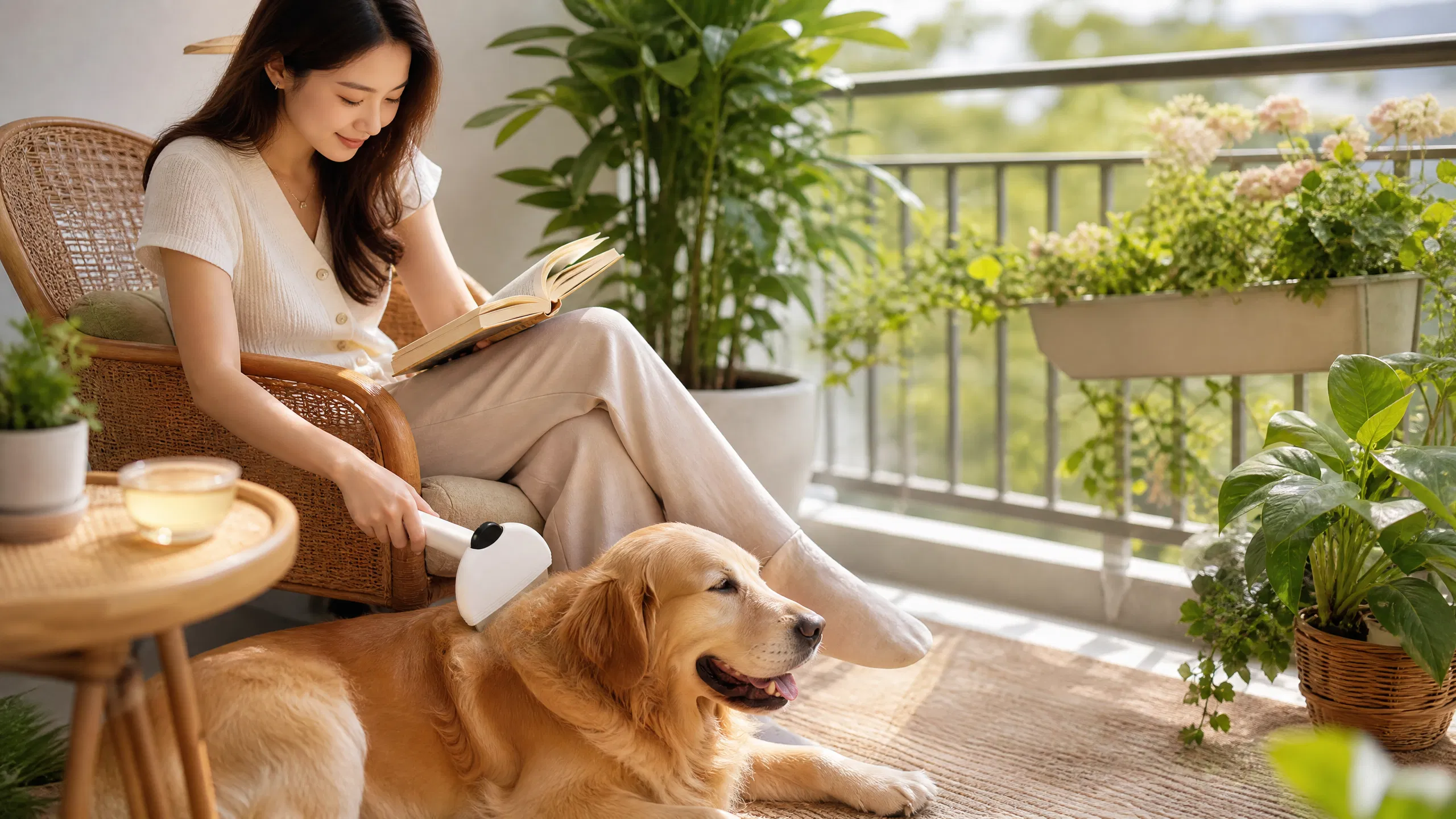 Duo Groom Shedding & De-matting Comb · Weekend Balcony Grooming · GuardHound DOG