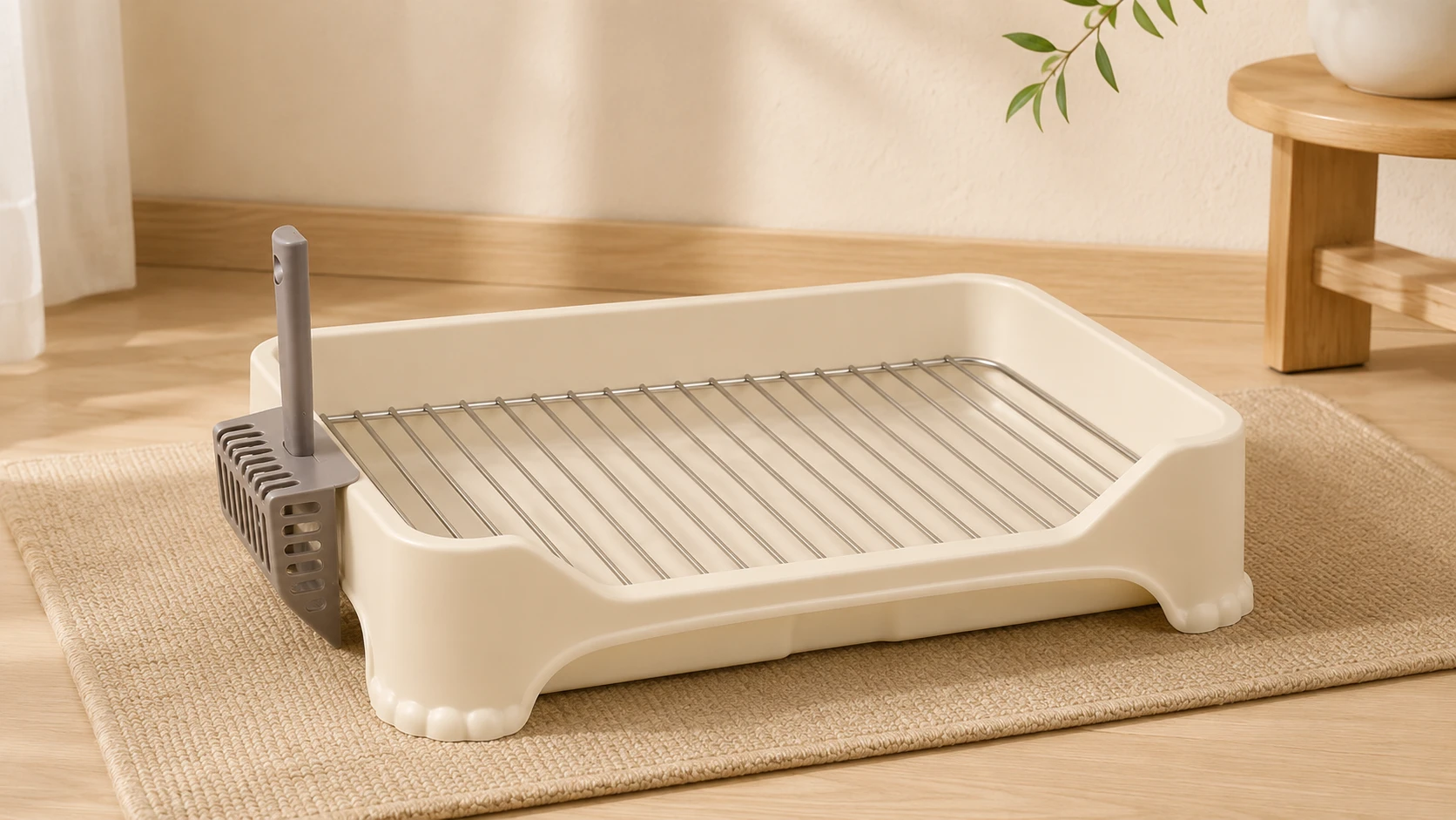 Stainless Steel Detachable Pet Litter Box · Warm Apricot Beige · GuardHound DOG