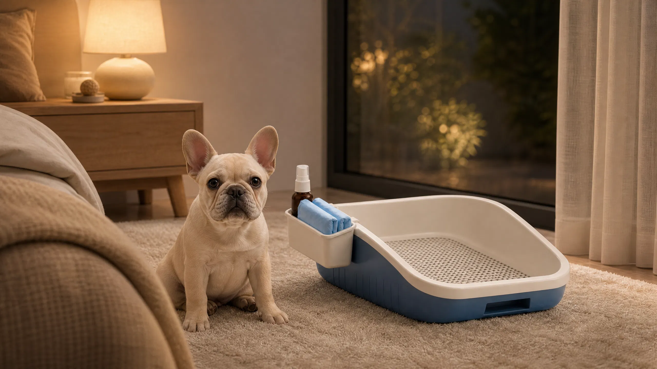 Drawer-Style Dog Toilet with Grid Tray · Blue and White Design · GuardHound DOG