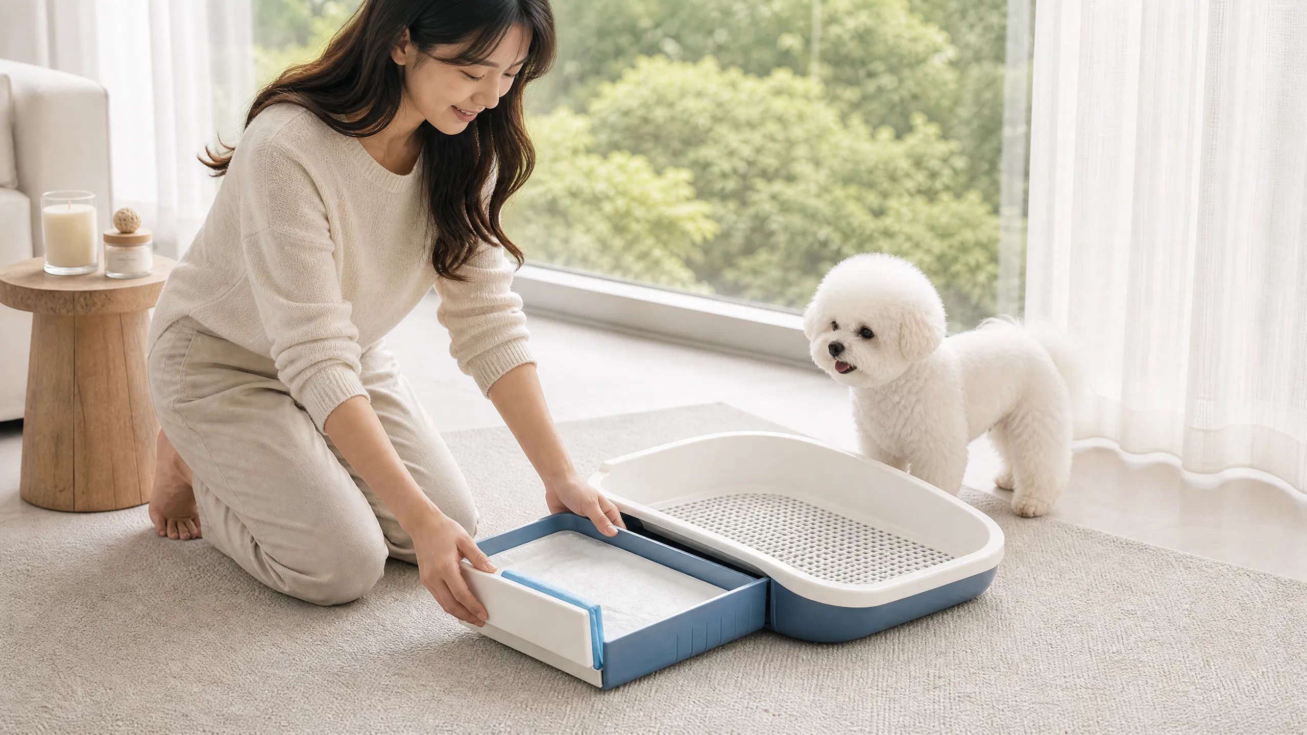 Drawer-Style Dog Toilet with Grid Tray · Cozy Laundry Room · GuardHound DOG