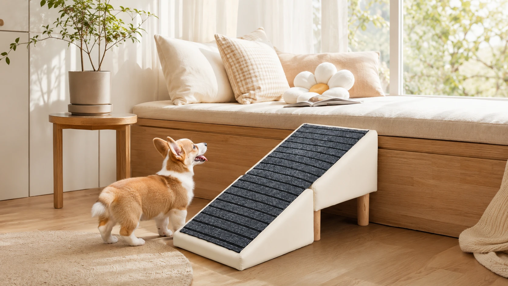Foldable Pet Ramp for Dogs · Wooden Support Legs · GuardHound DOG