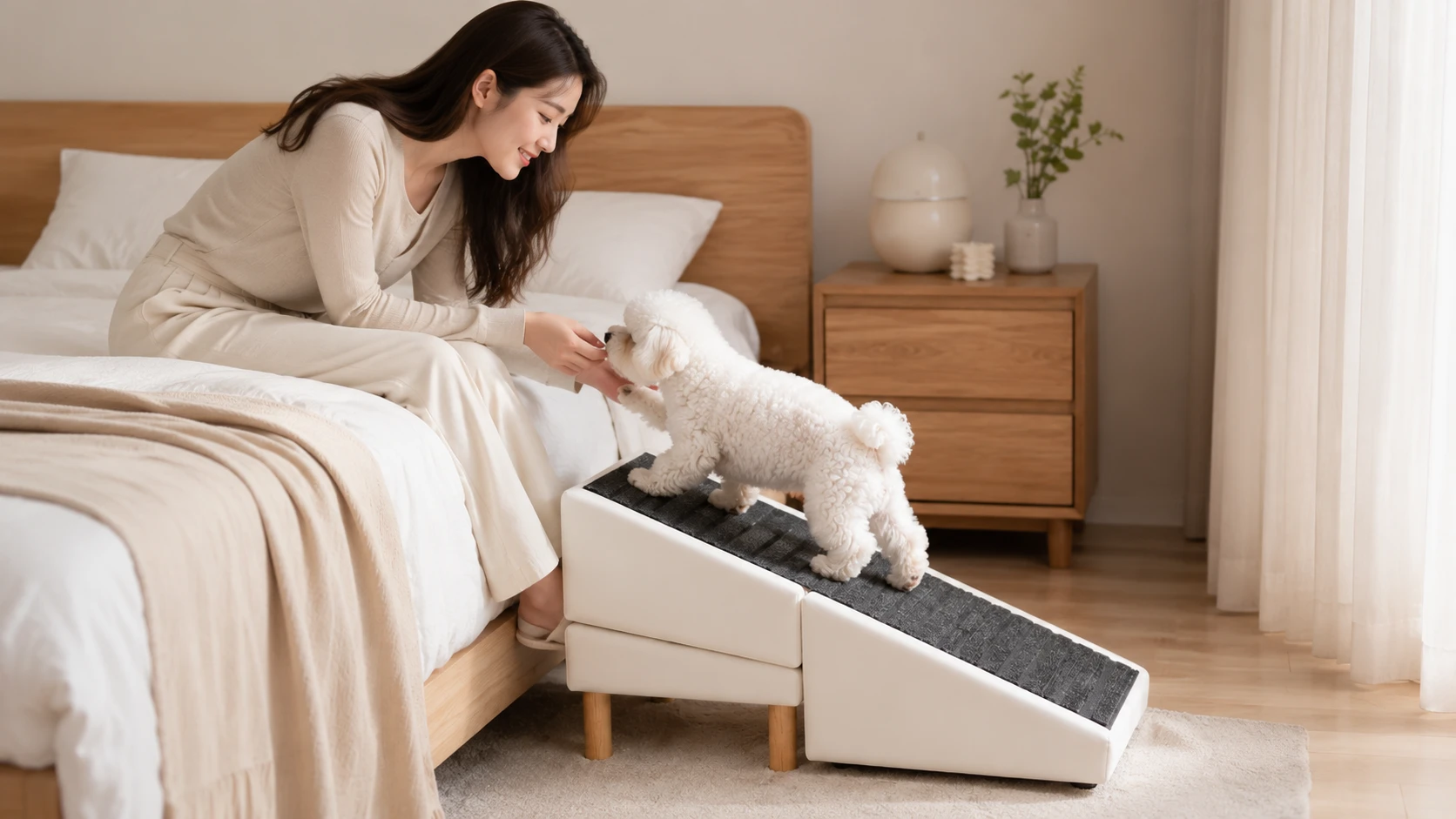 Foldable Pet Ramp for Dogs · Afternoon in Bedroom · GuardHound DOG