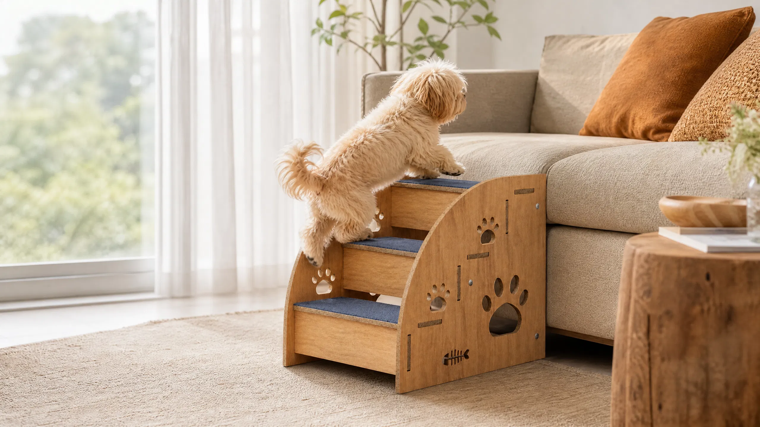 GuardHound Premium Pet Stairs Solid Wood Ramp · GuardHound DOG