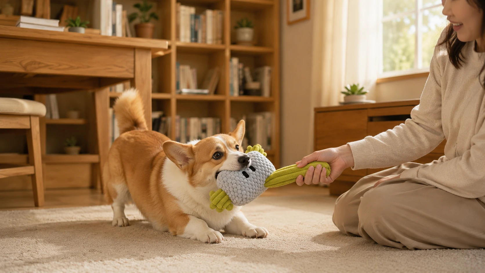 Whack-a-Mole Squeaky Hammer Toy · Living Room Afternoon Play · GuardHound DOG