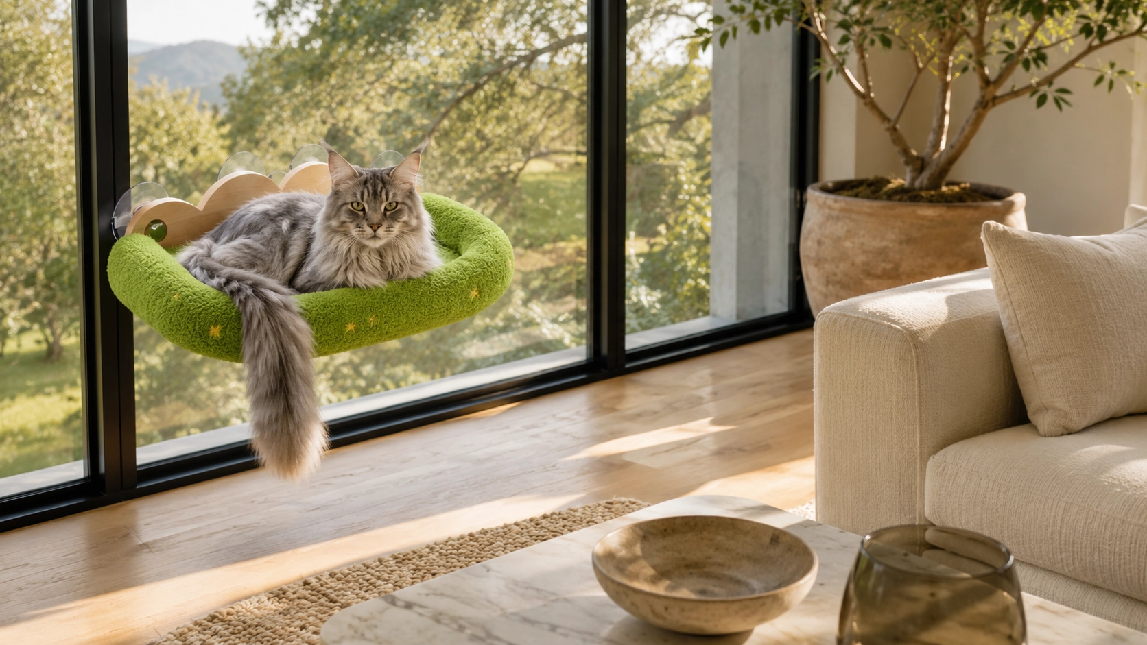 Suction Cup Wall-Mounted Cat Bed · GuardLynx