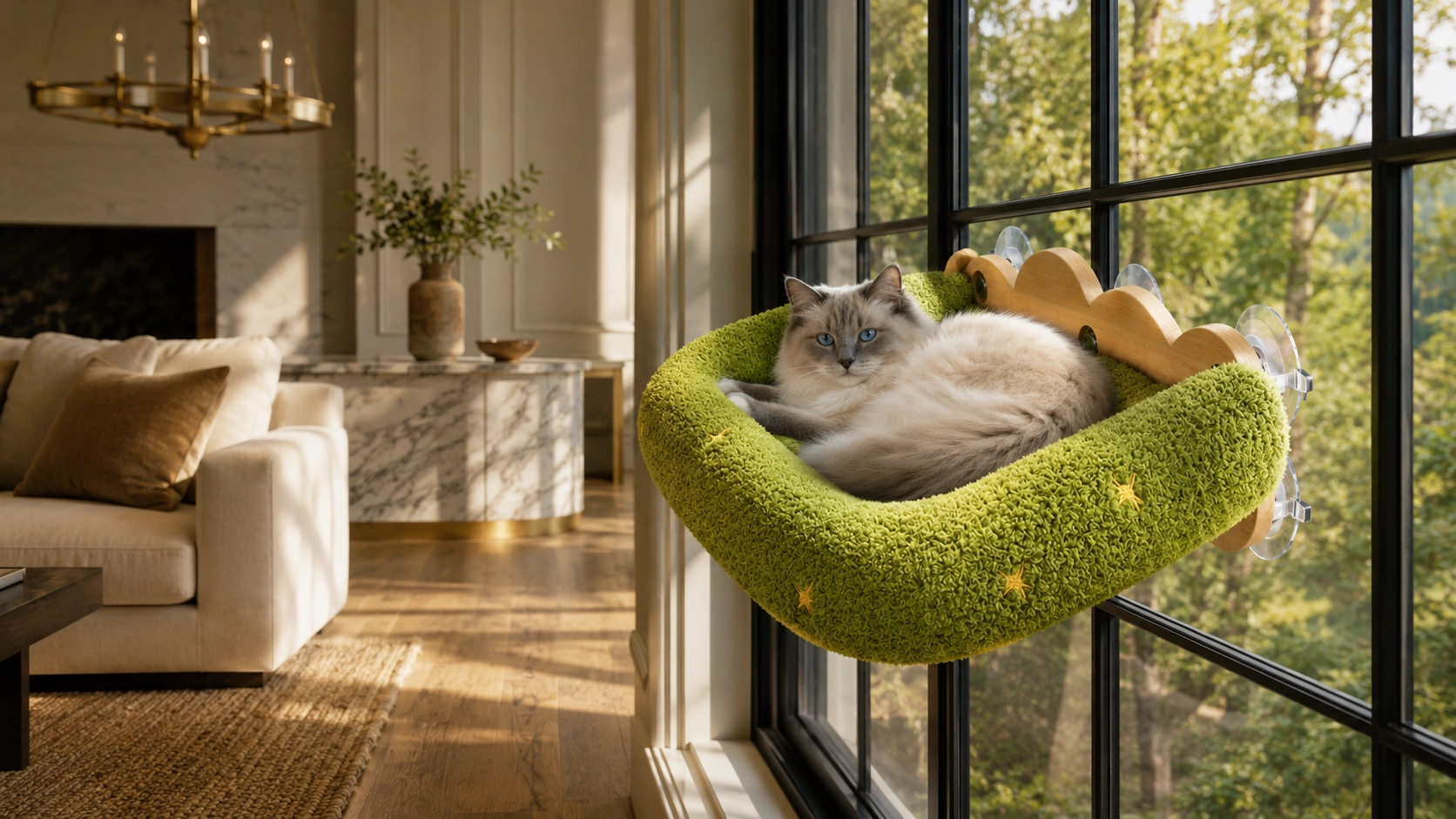 Suction Cup Wall-Mounted Cat Bed · Powerful Suction Cups · GuardLynx