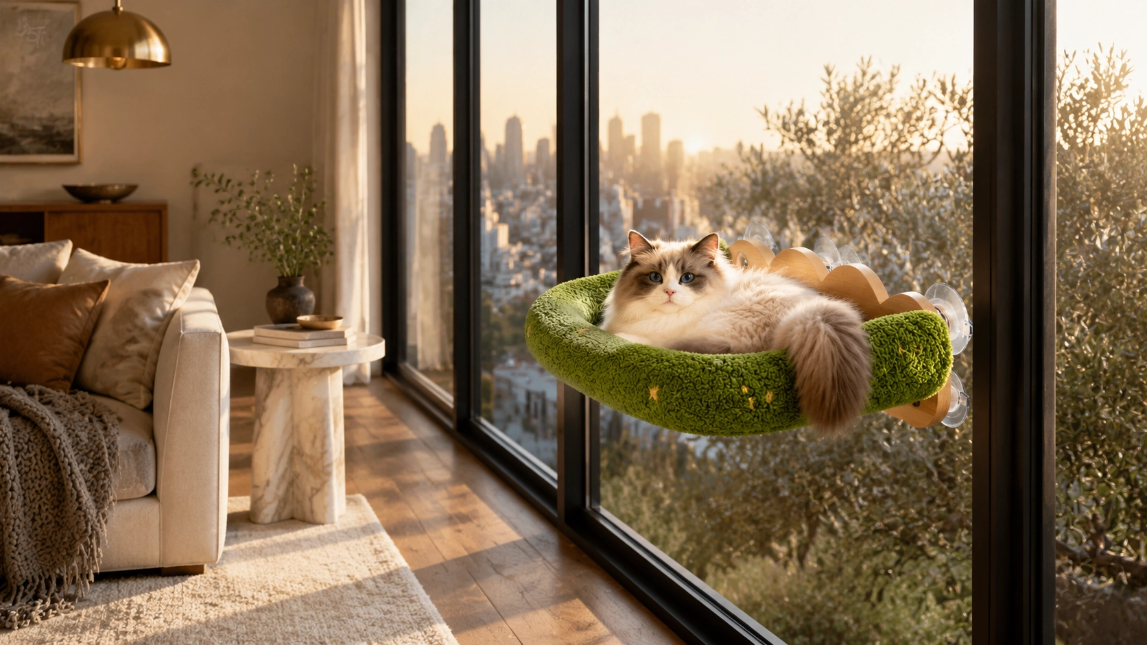 Suction Cup Wall-Mounted Cat Bed · Transparent Window · GuardLynx