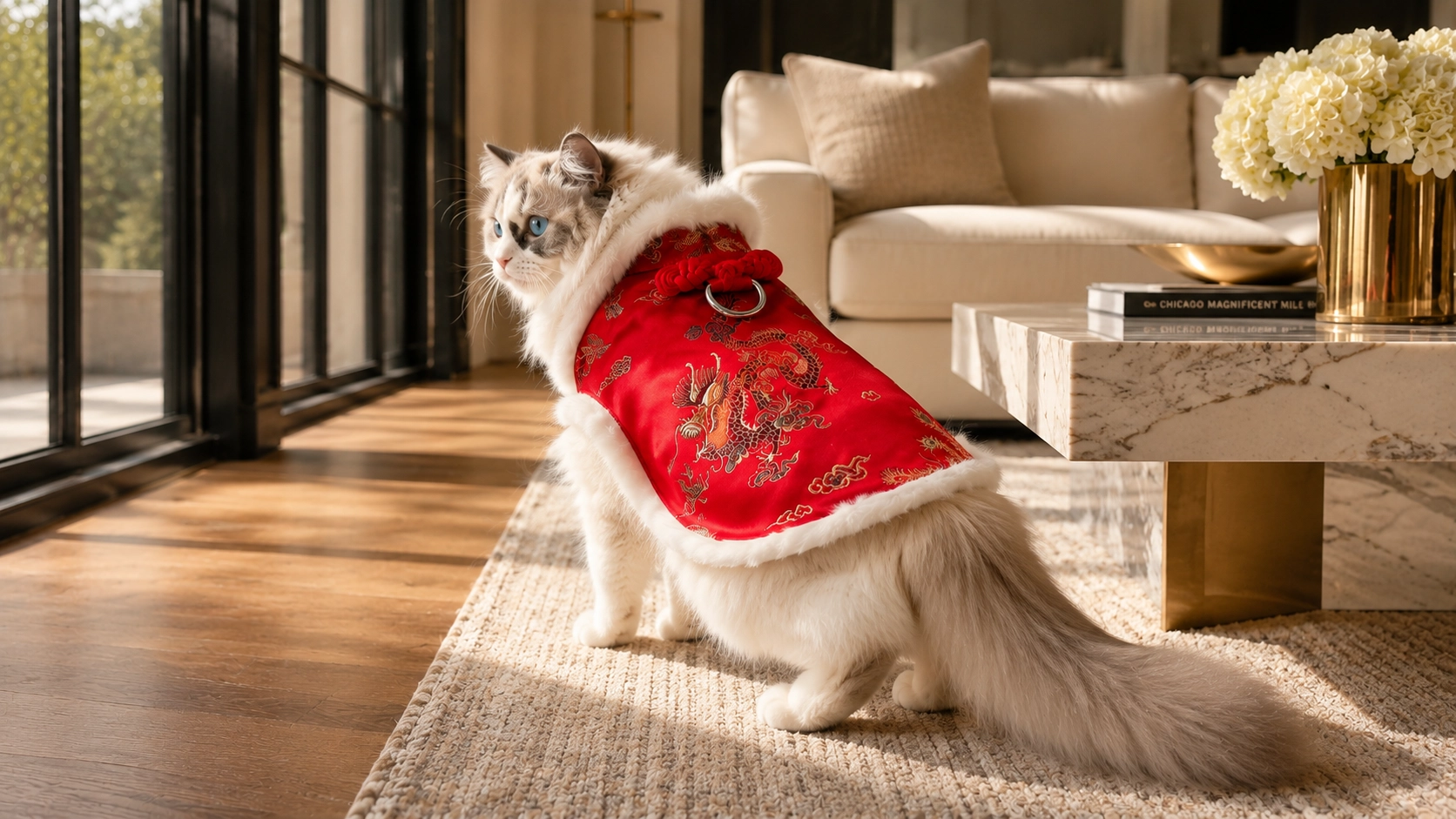 Imperial Silk Winter Vest for Cats · Vibrant Red Silk · GuardLynx