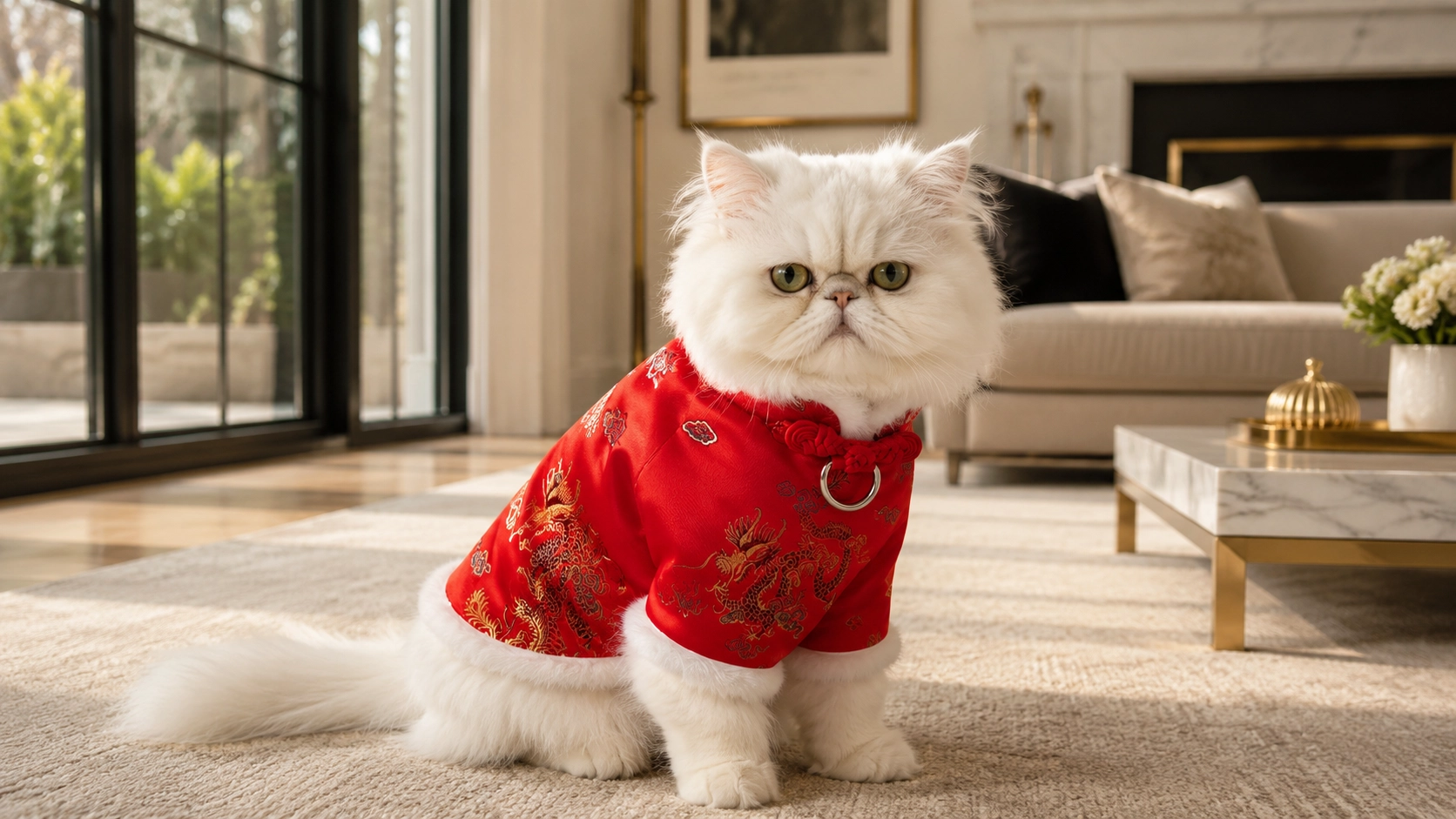 Imperial Silk Winter Vest for Cats · Palace Red · GuardLynx