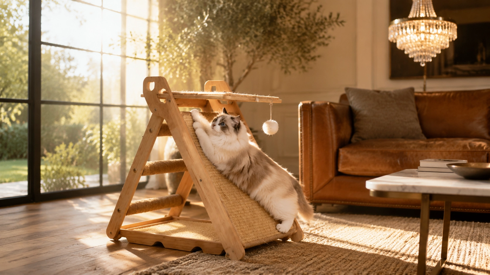 Triangular Cat Tower with Sisal Rope · GuardLynx