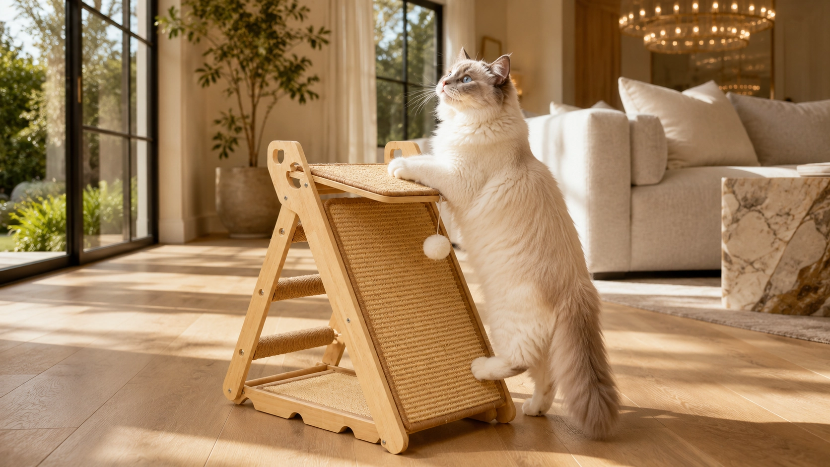 Triangular Cat Tower with Sisal Rope · Triangular Stable Design · GuardLynx