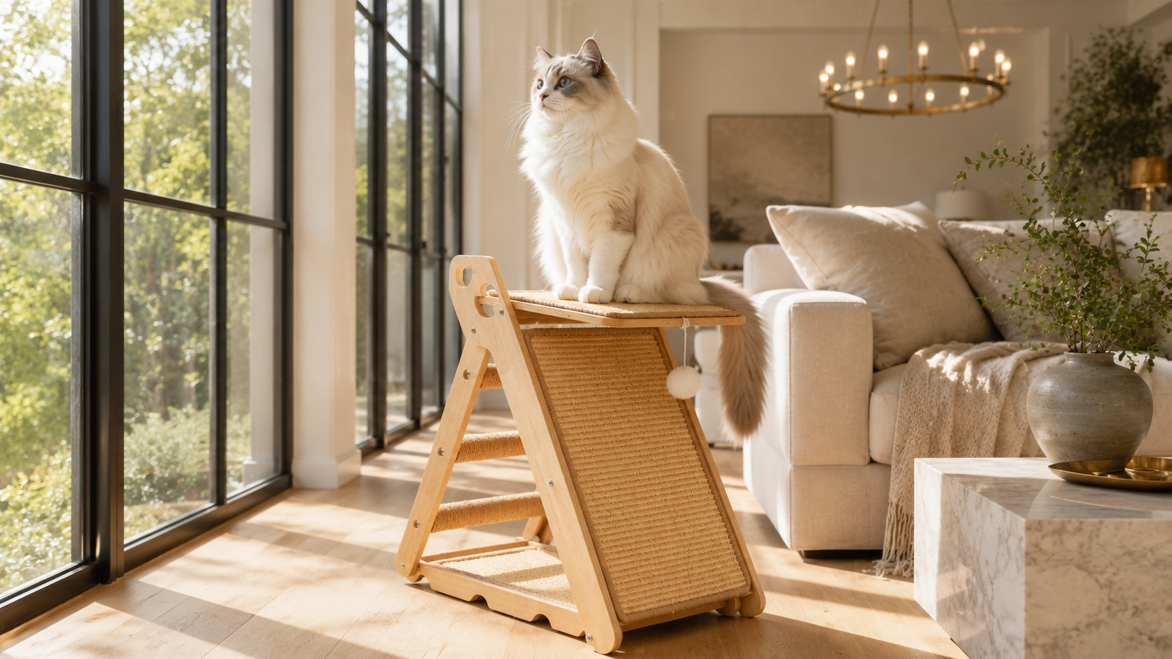 Triangular Cat Tower with Sisal Rope · Durable Sisal Rope · GuardLynx