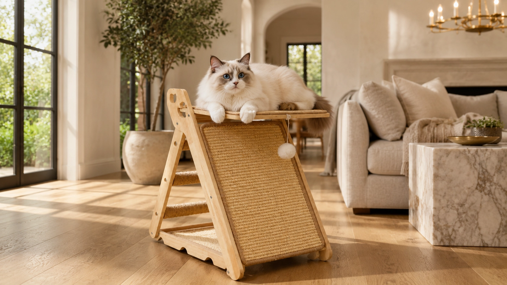 Triangular Cat Tower with Sisal Rope · Multi-Functional Use · GuardLynx