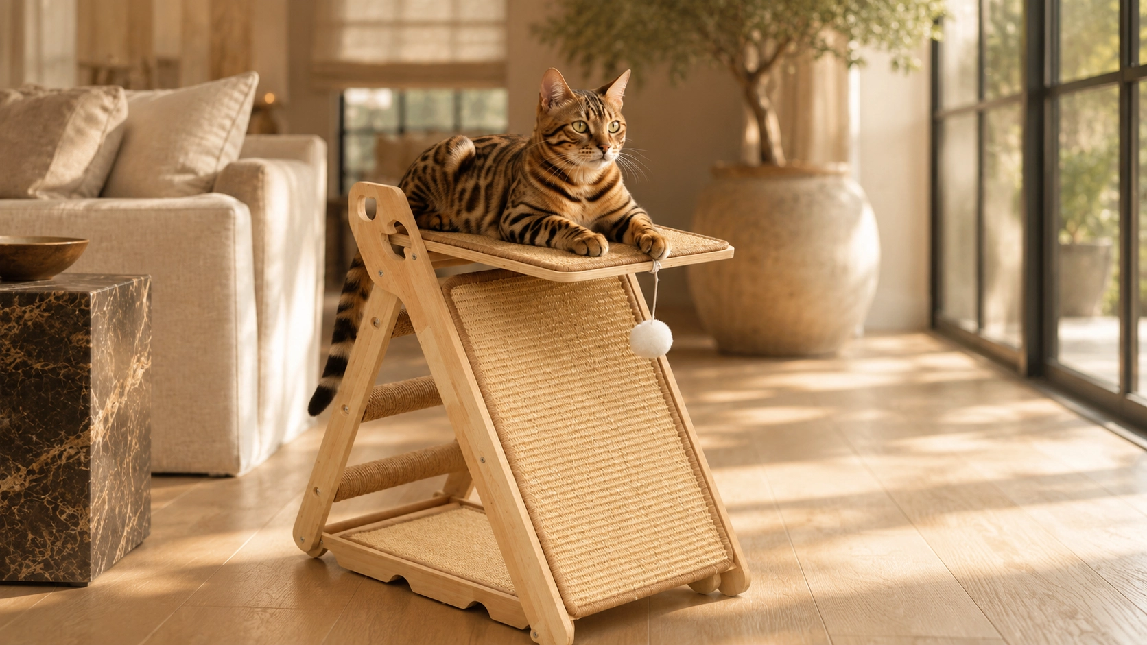 Triangular Cat Tower with Sisal Rope · Morning Climb with Ragdoll · GuardLynx