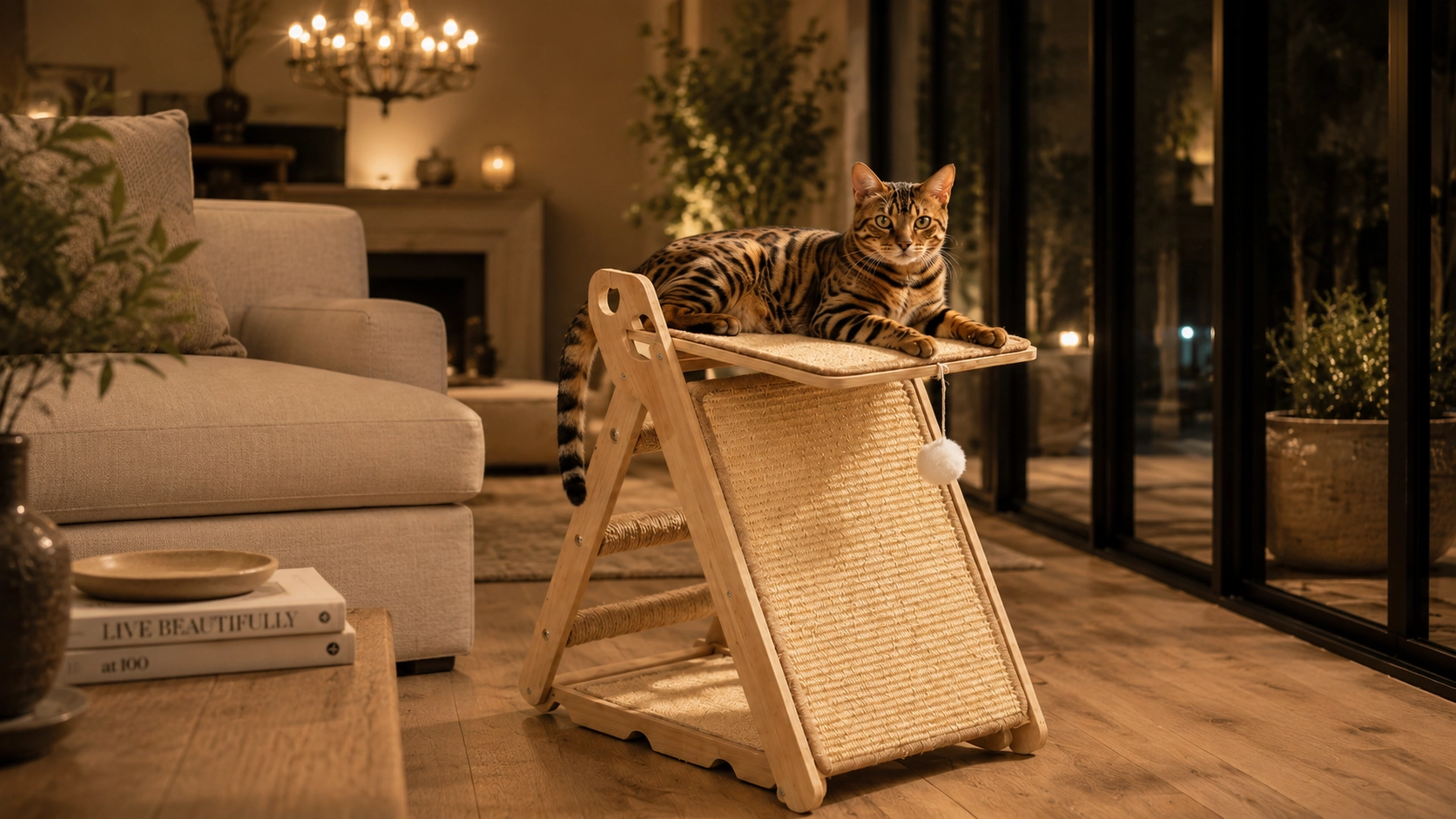 Triangular Cat Tower with Sisal Rope · Evening Adventure with Maine Coon · GuardLynx