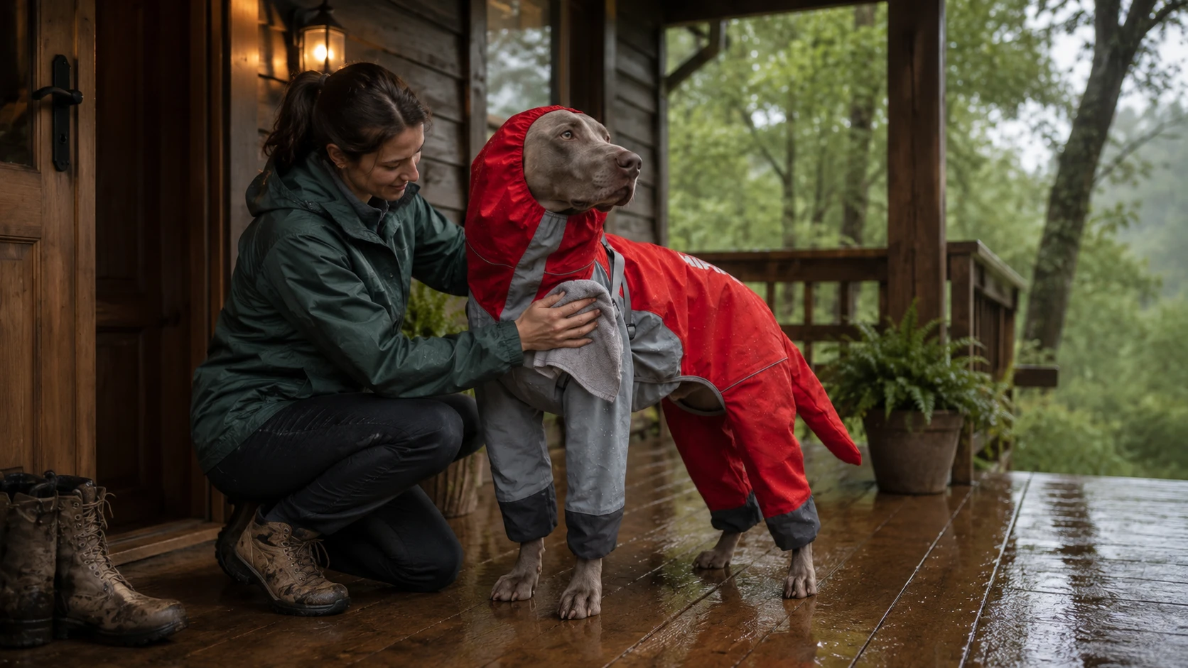 All-Weather Waterproof Raincoat for Large Dogs with Hood · City Rain Stroll · GuardHound DOG