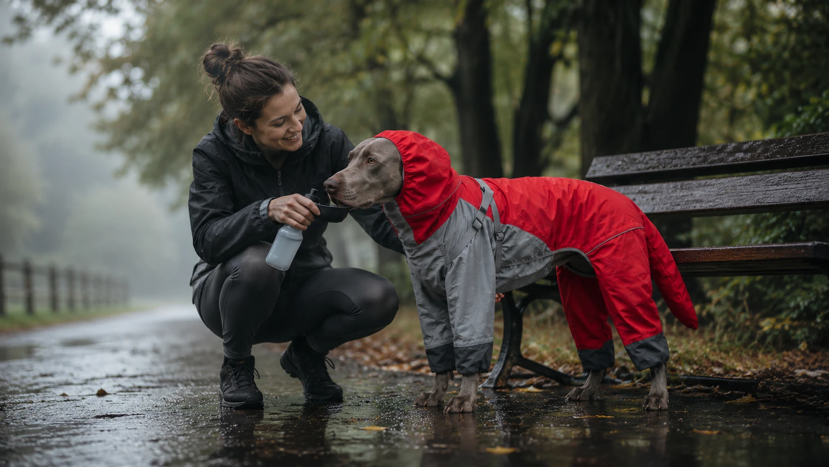 All-Weather Waterproof Raincoat for Large Dogs with Hood · Cafe Patio Rest · GuardHound DOG