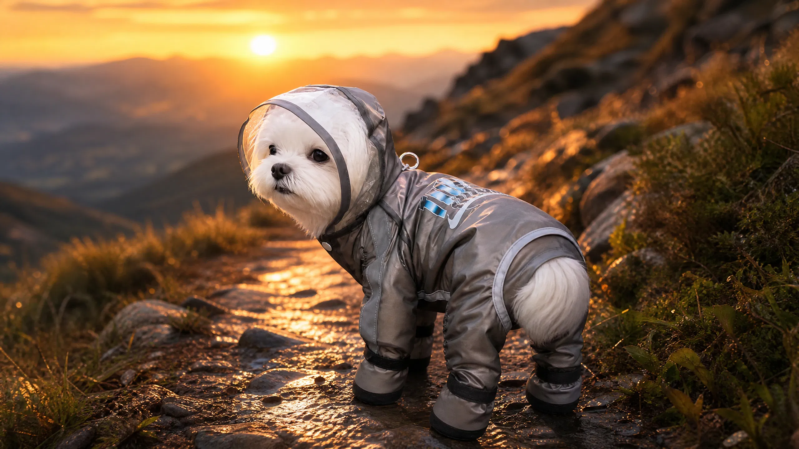 Four-Leg Waterproof Raincoat with Leash Hole · Lightweight Material · GuardHound DOG
