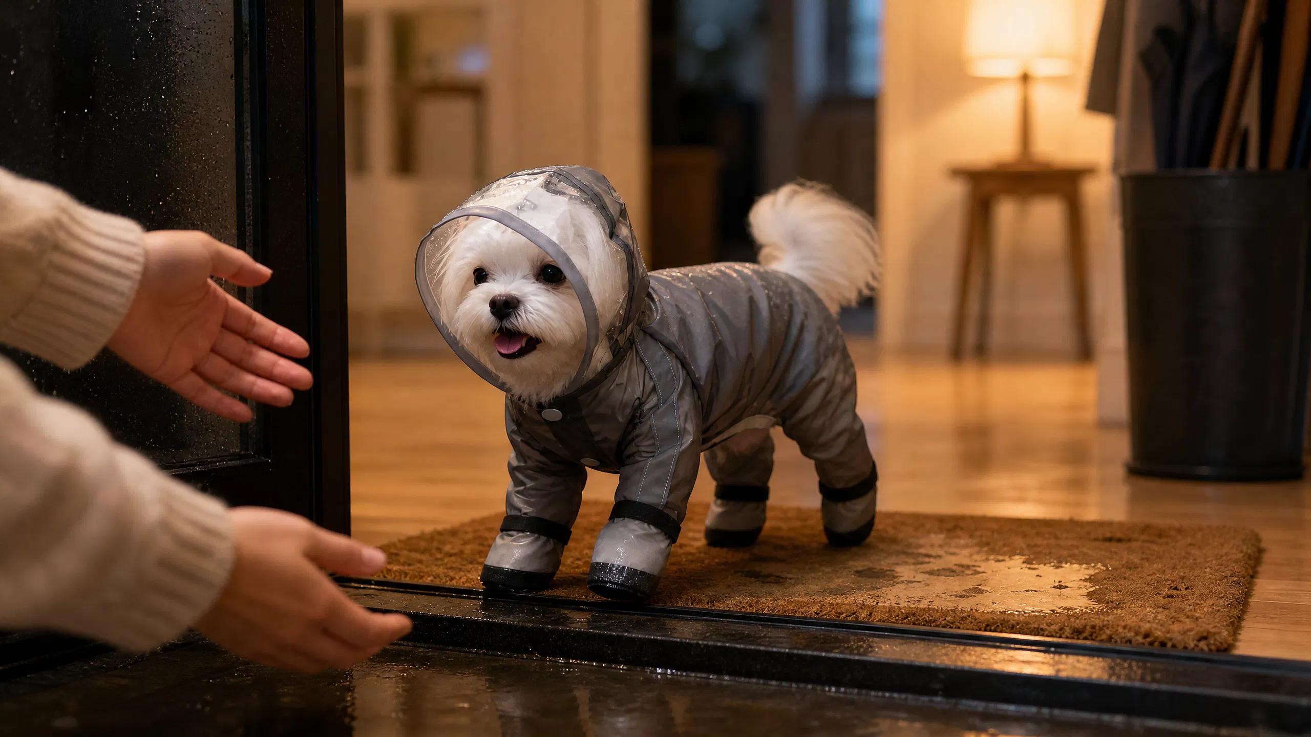 Four-Leg Waterproof Raincoat with Leash Hole · Garage Departure Prep · GuardHound DOG