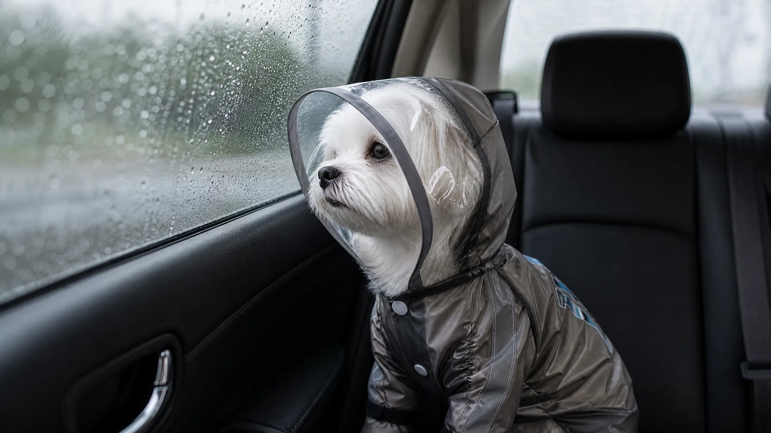 Four-Leg Waterproof Raincoat with Leash Hole · Post-Rain Park Stroll · GuardHound DOG
