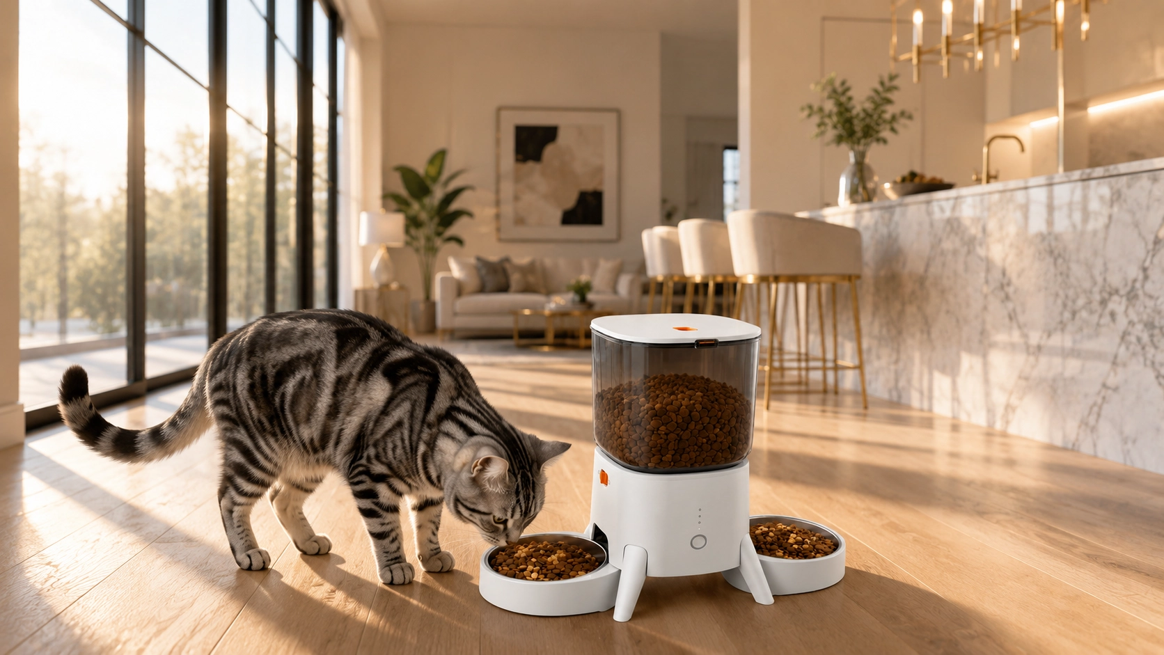 Smart Dual Bowl Automatic Pet Feeder · Sealed Freshness · GuardLynx