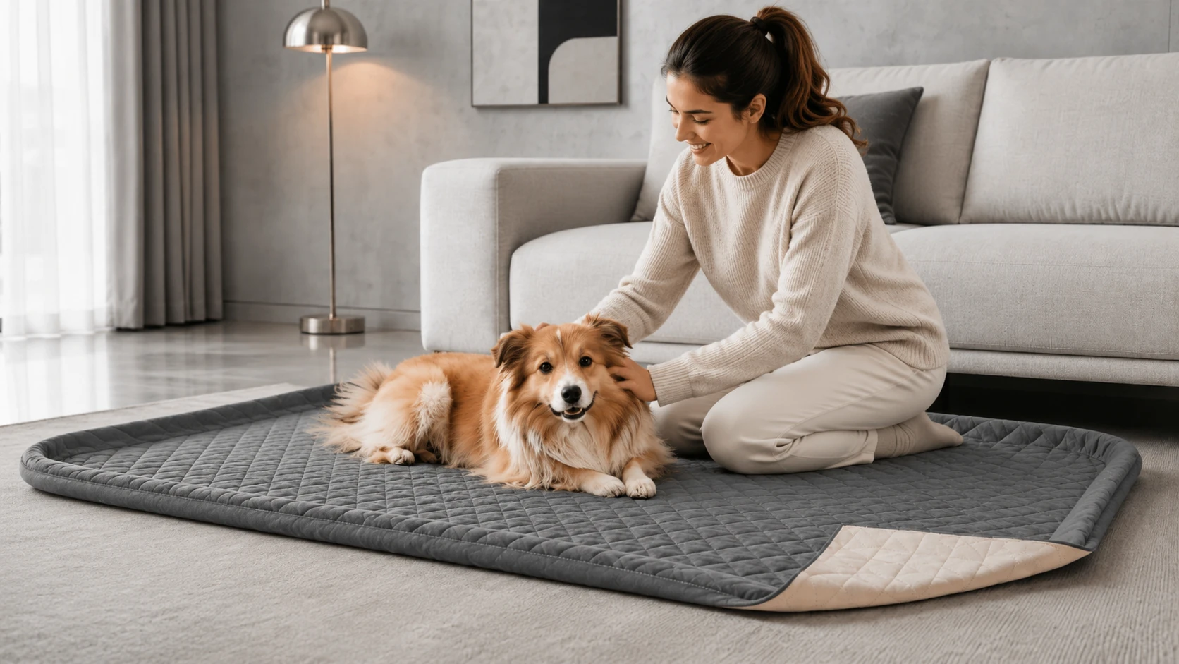 Washable Non-Slip Waterproof Pet Mat · Kitchen Breakfast Time · GuardHound DOG