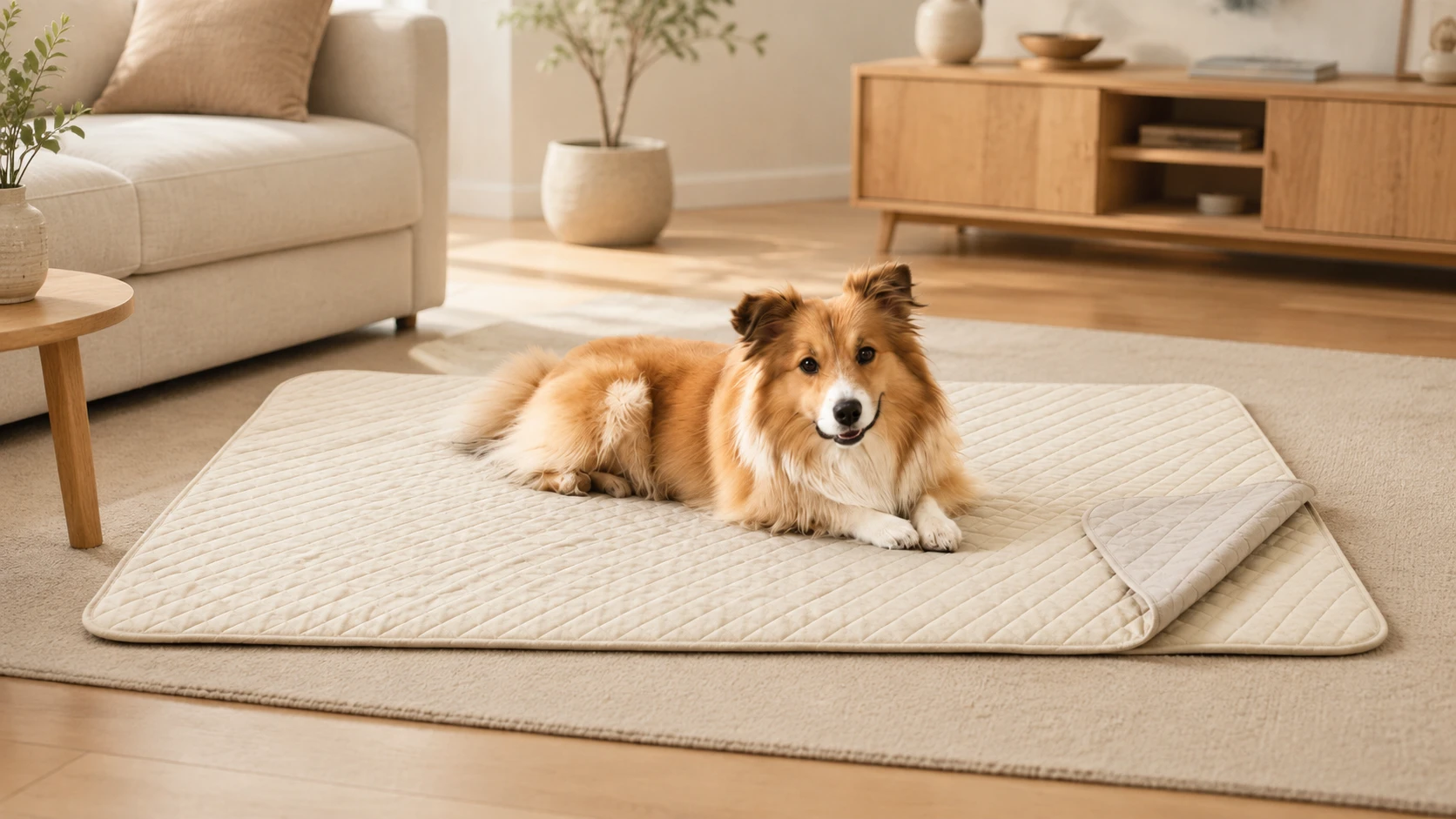 Washable Non-Slip Waterproof Pet Mat · Warm Almond · GuardHound DOG