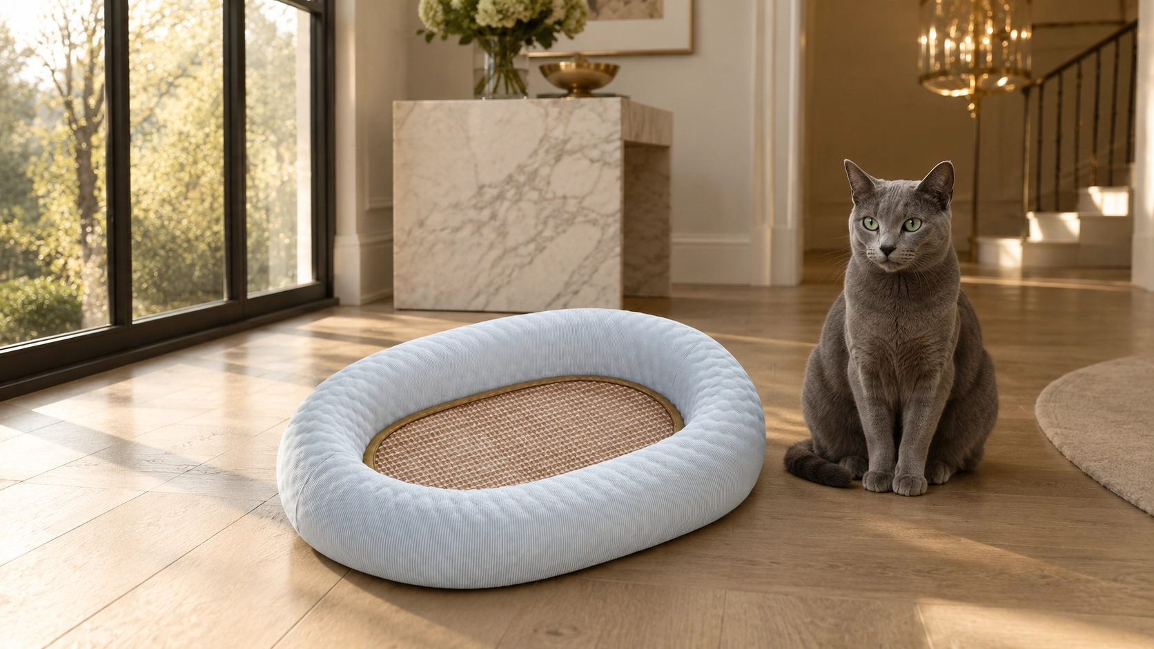 Cooling Cat Bed & Scratch Board 2-in-1 · Cool-Touch Fabric · GuardLynx