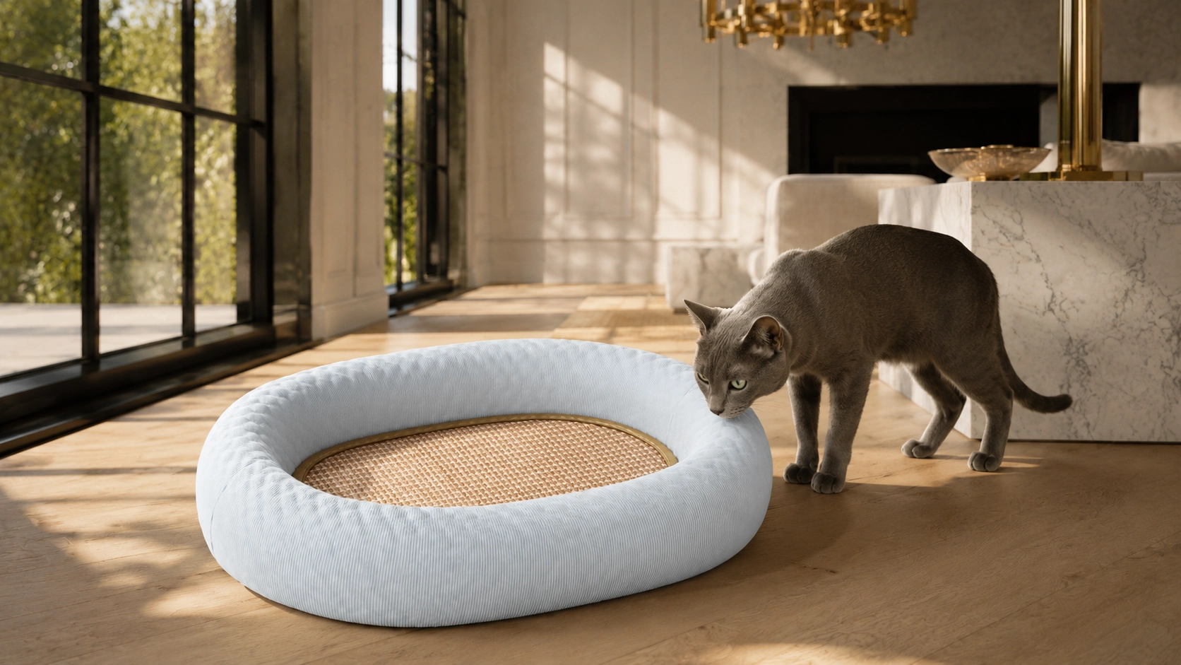 Cooling Cat Bed & Scratch Board 2-in-1 · Oval Wrap-Around Design · GuardLynx