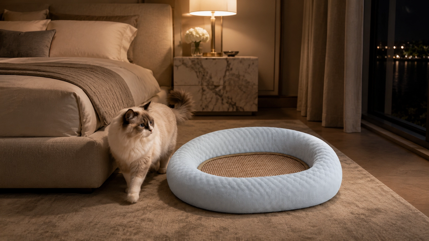 Cooling Cat Bed & Scratch Board 2-in-1 · Bedtime Laundry Room · GuardLynx