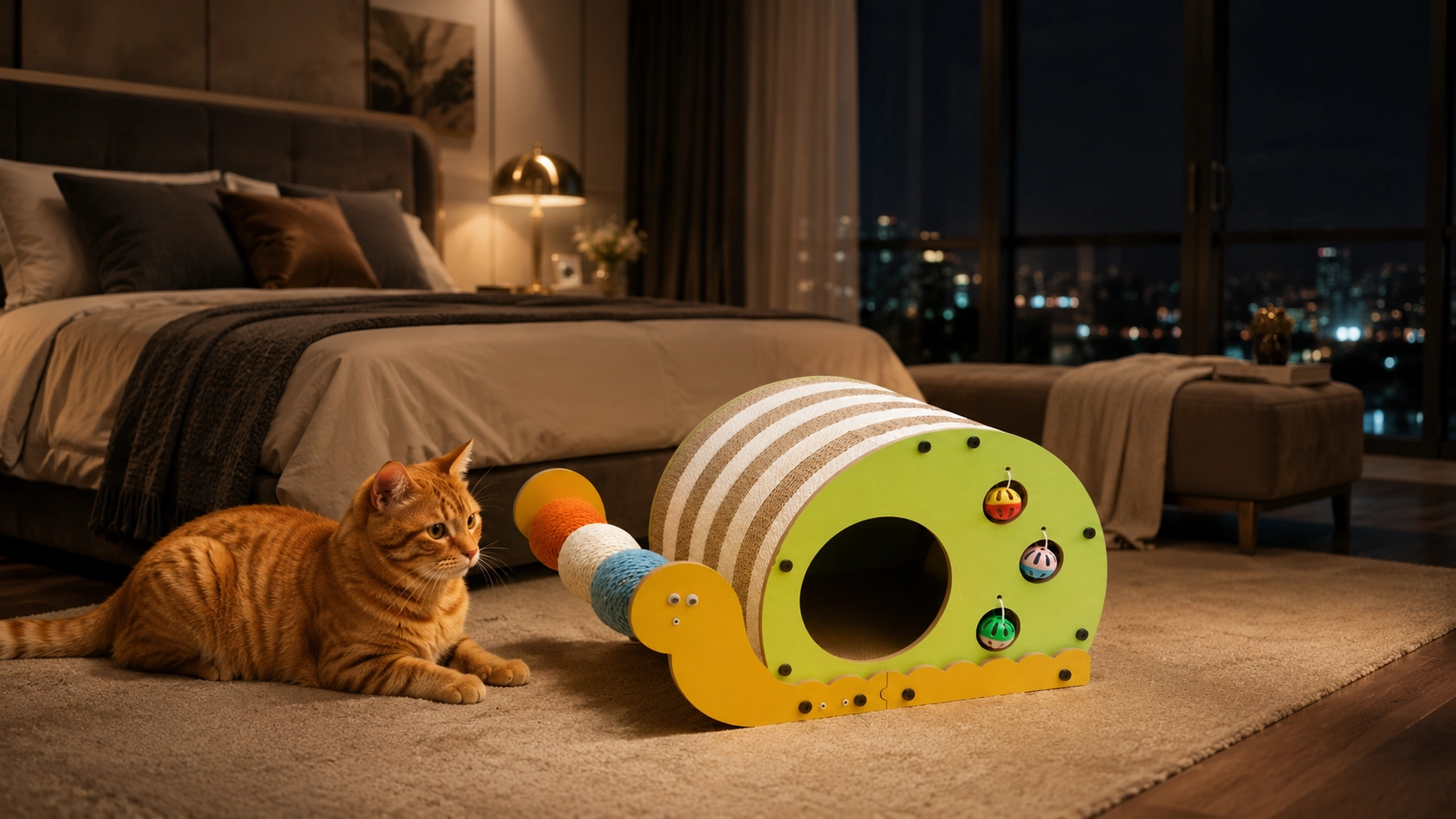 Snail Cat Scratcher & Bed Combo · Evening Cozy Retreat · GuardLynx