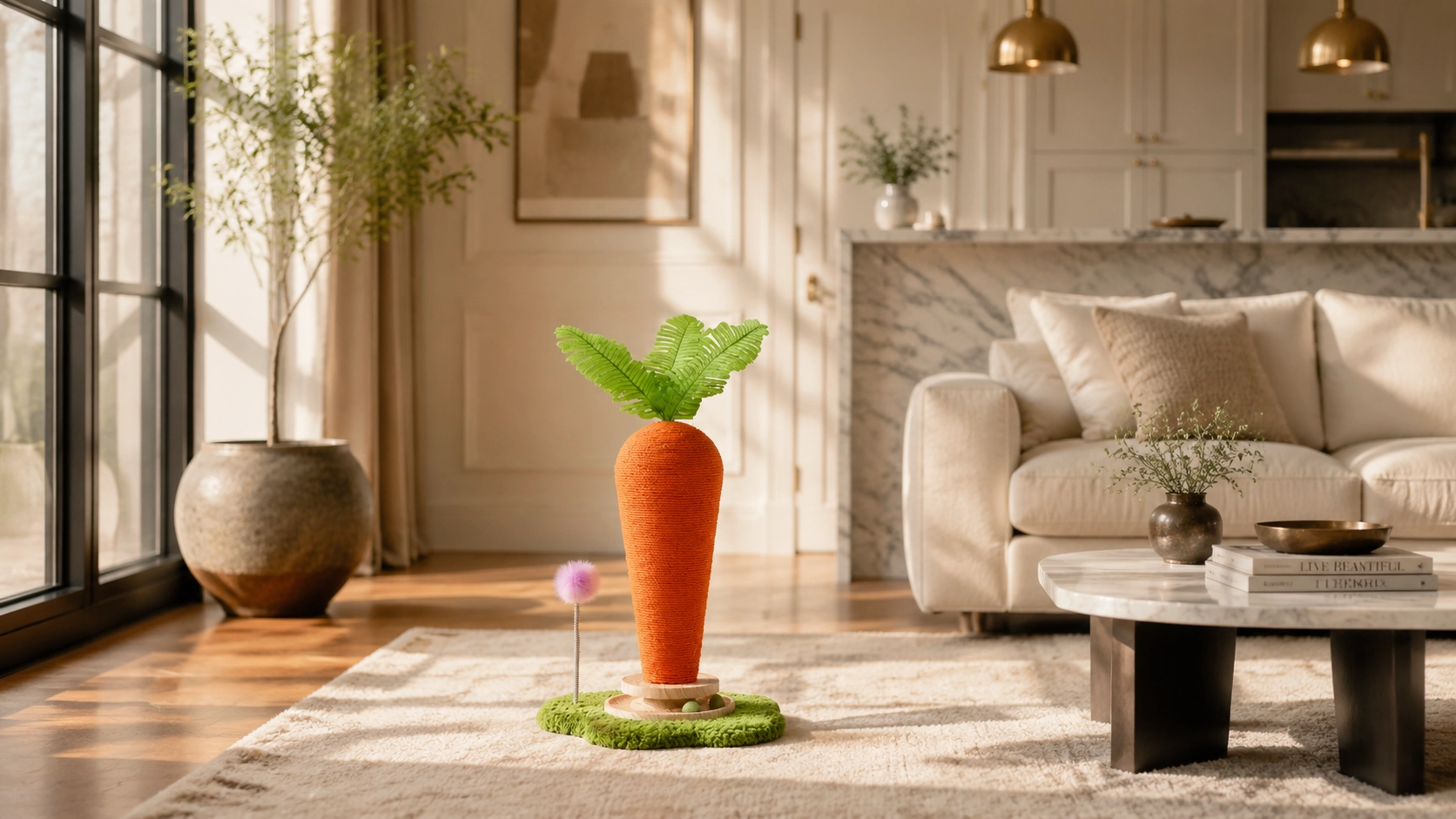 Carrot Cat Scratching Post with Spring Ball · Detail image 1 · GuardLynx