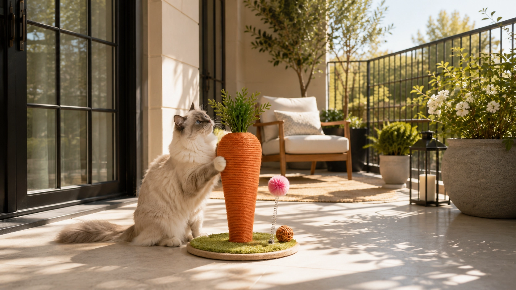 Carrot Cat Scratching Post with Spring Ball · Carrot · GuardLynx