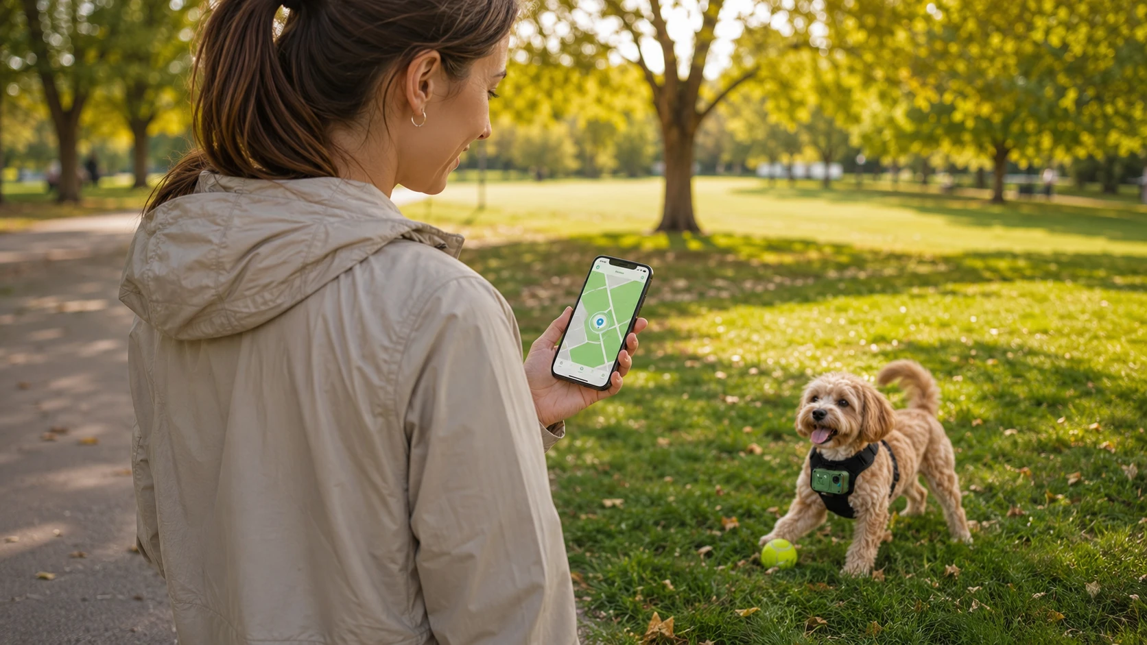 GuardHound Pet Monitoring Smart Collar with GPS Fence · Living Room Morning · GuardHound DOG