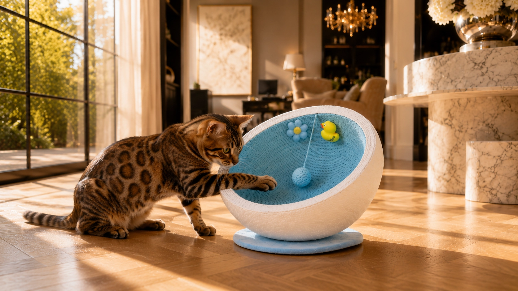 Semi-Eggshell Cat Cave Bed · Bengal's Afternoon Curiosity · GuardLynx