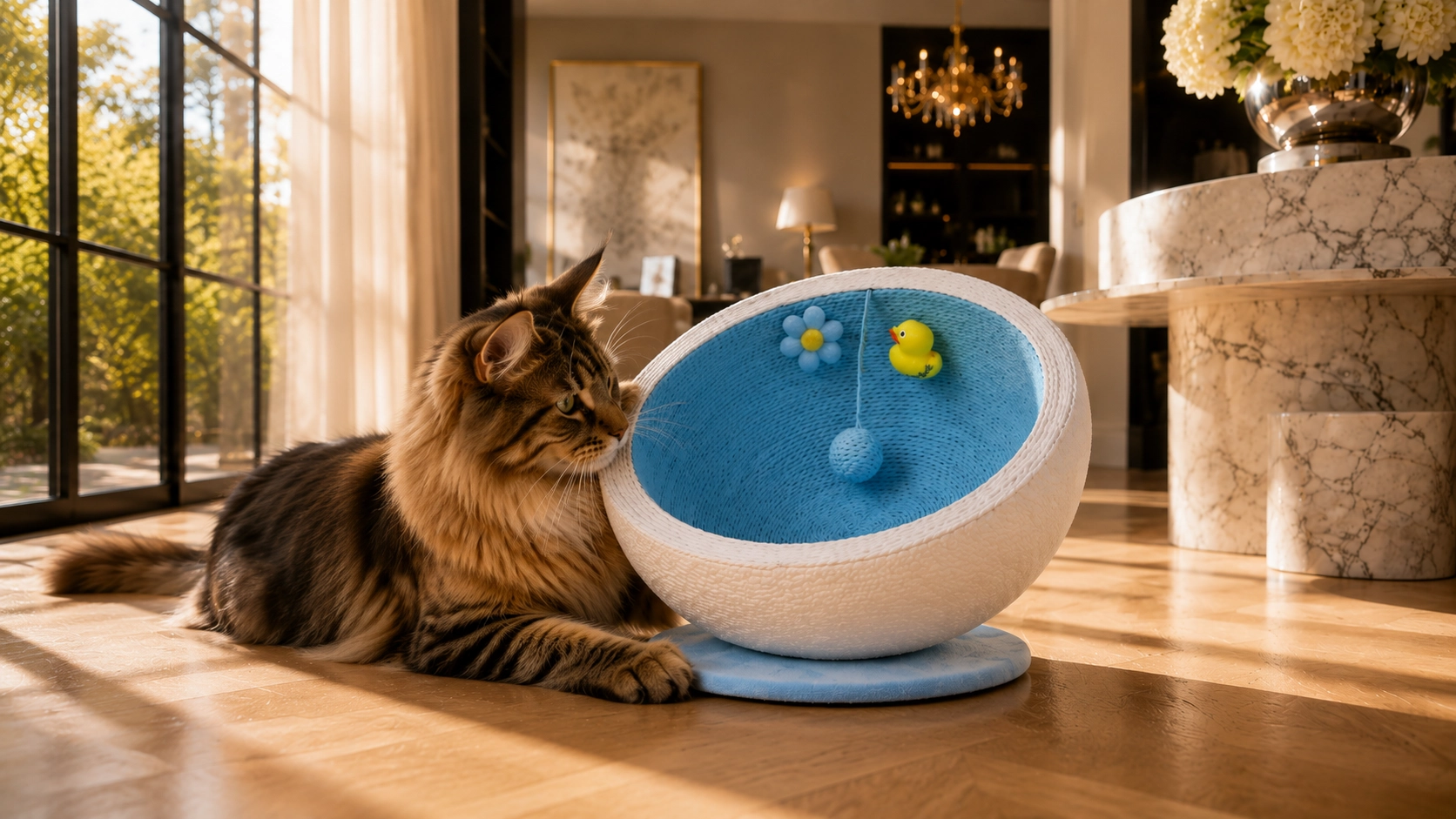 Semi-Eggshell Cat Cave Bed · Maine Coon's Sunroom Retreat · GuardLynx