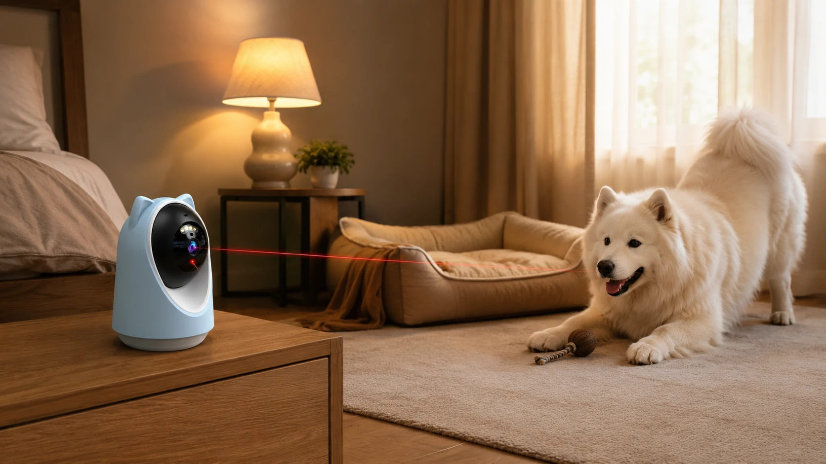 Cat Ear AI Pet Monitor with Laser Toy · Two-Way Audio Talk · GuardHound DOG