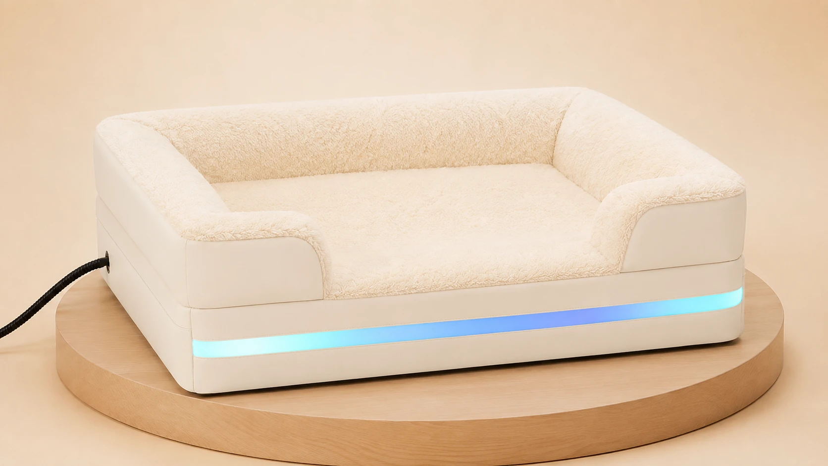Scratch-Resistant Smart Thermostat Pet Sofa Bed · Warm Cream Apricot · GuardHound DOG
