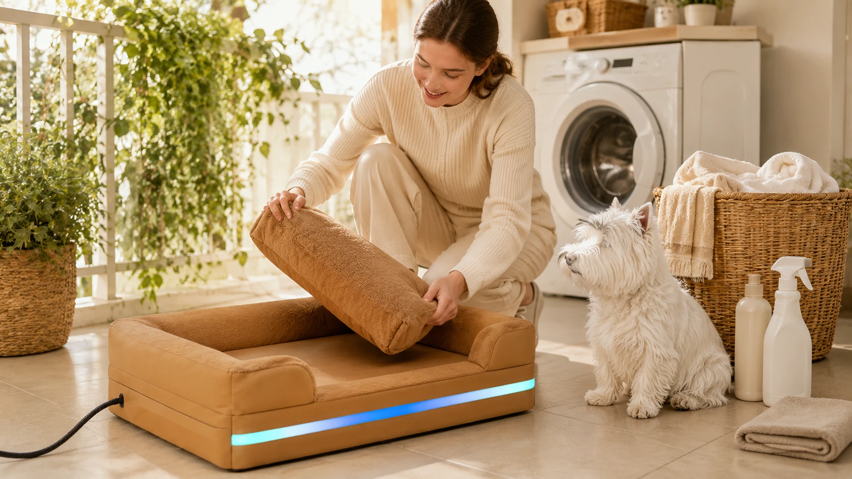 Scratch-Resistant Smart Thermostat Pet Sofa Bed · Morning Living Room Light · GuardHound DOG