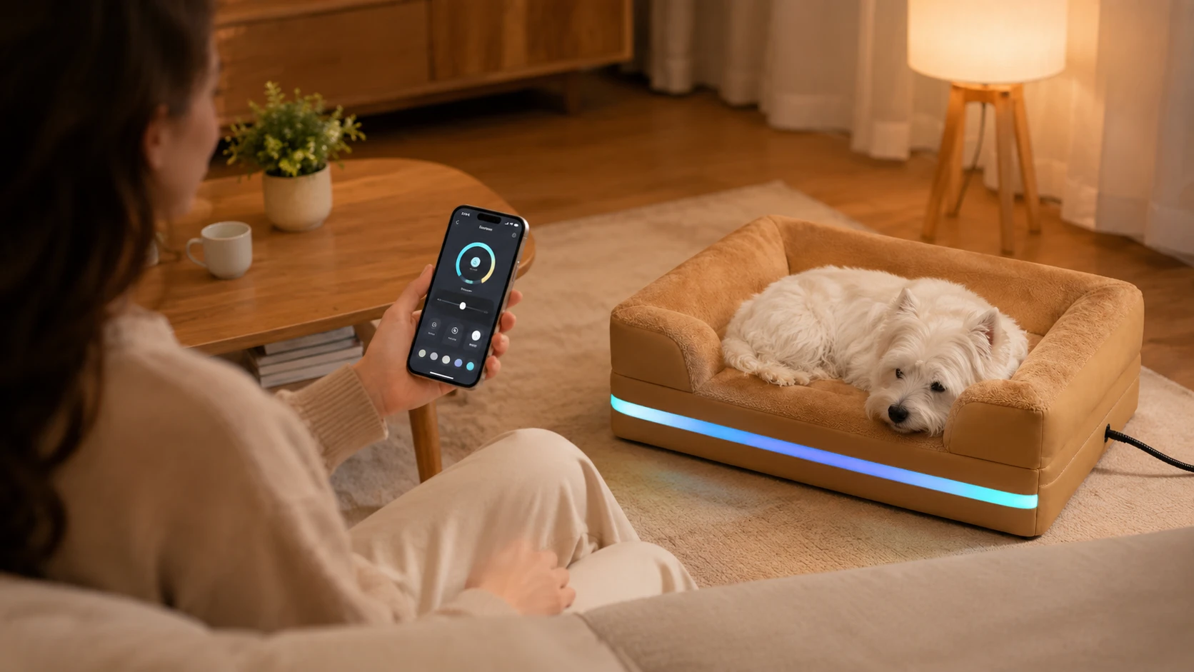 Scratch-Resistant Smart Thermostat Pet Sofa Bed · Open Kitchen Corner · GuardHound DOG