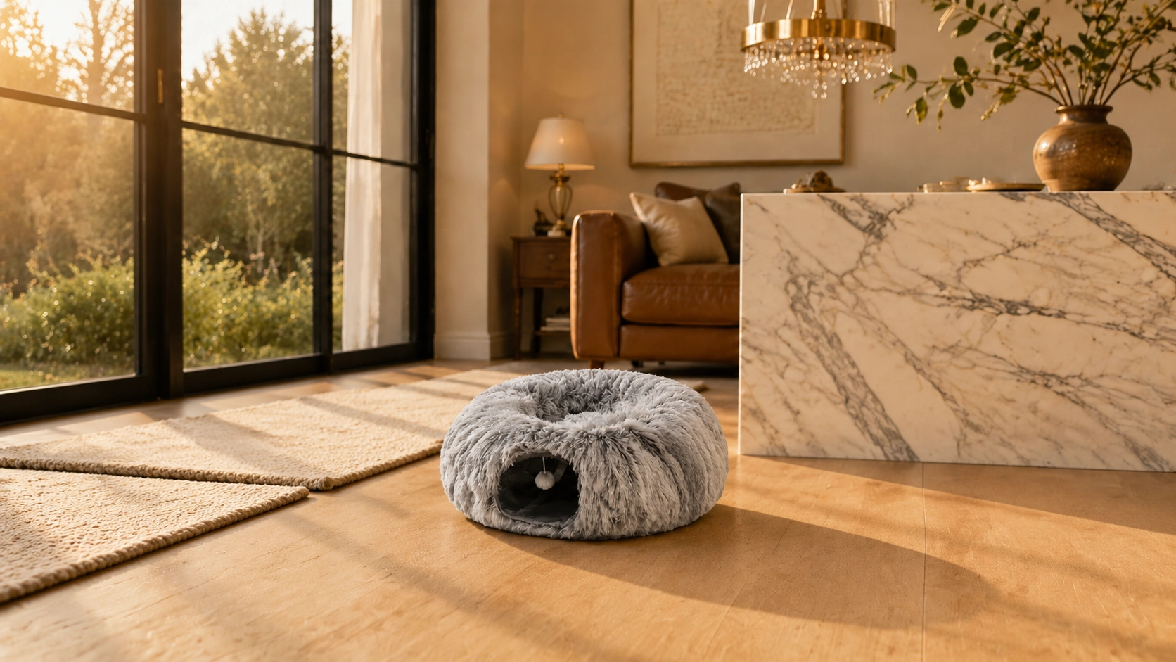 Plush Tunnel Cat Bed with Toy · Detail image 1 · GuardLynx