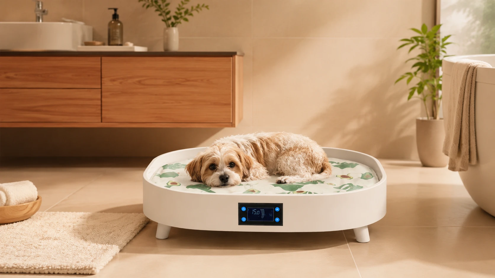 Smart Temp Pet Bed · Memory Foam Spine Support · GuardHound DOG