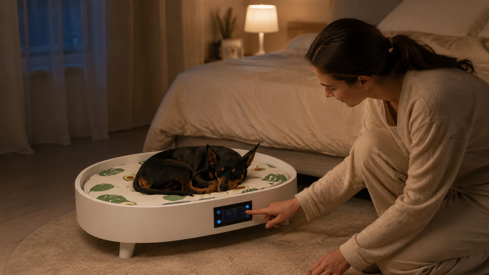 Smart Temp Pet Bed · Cozy Evening · GuardHound DOG