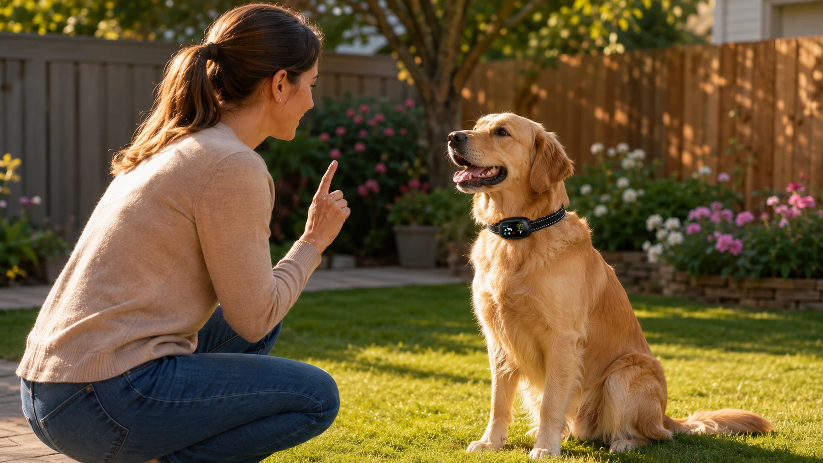 Color Screen Anti-Bark Training Collar · Afternoon Yard · GuardHound DOG