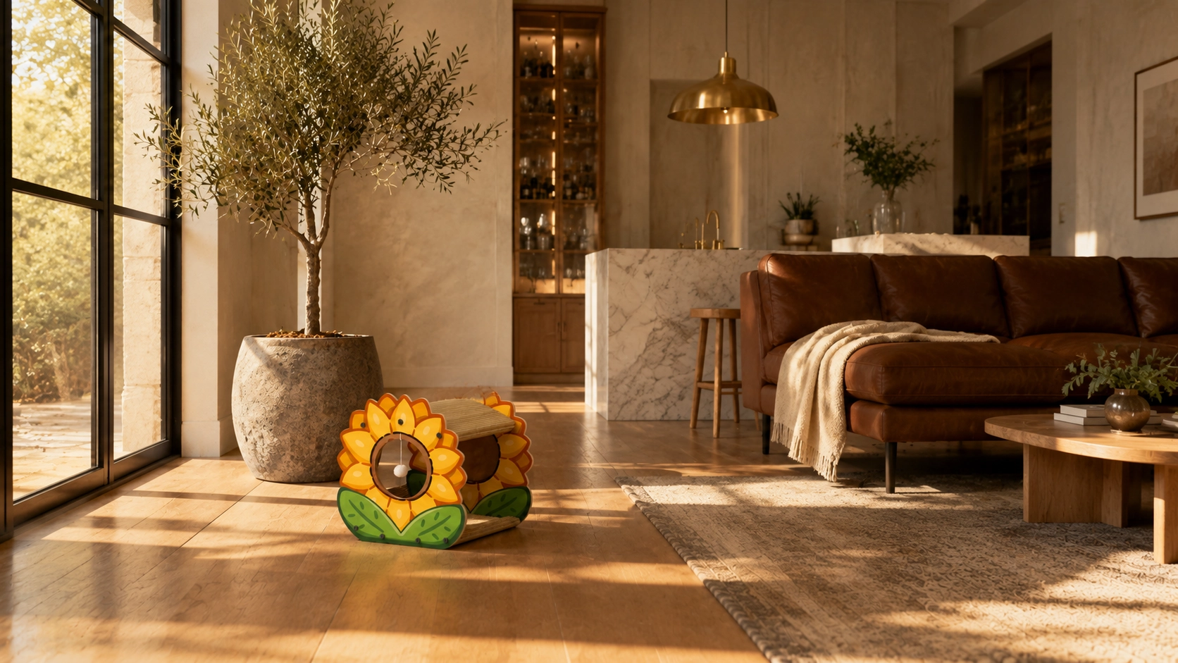 Sunflower Double-Layer Cat Scratcher & Bed · Detail image 1 · GuardLynx