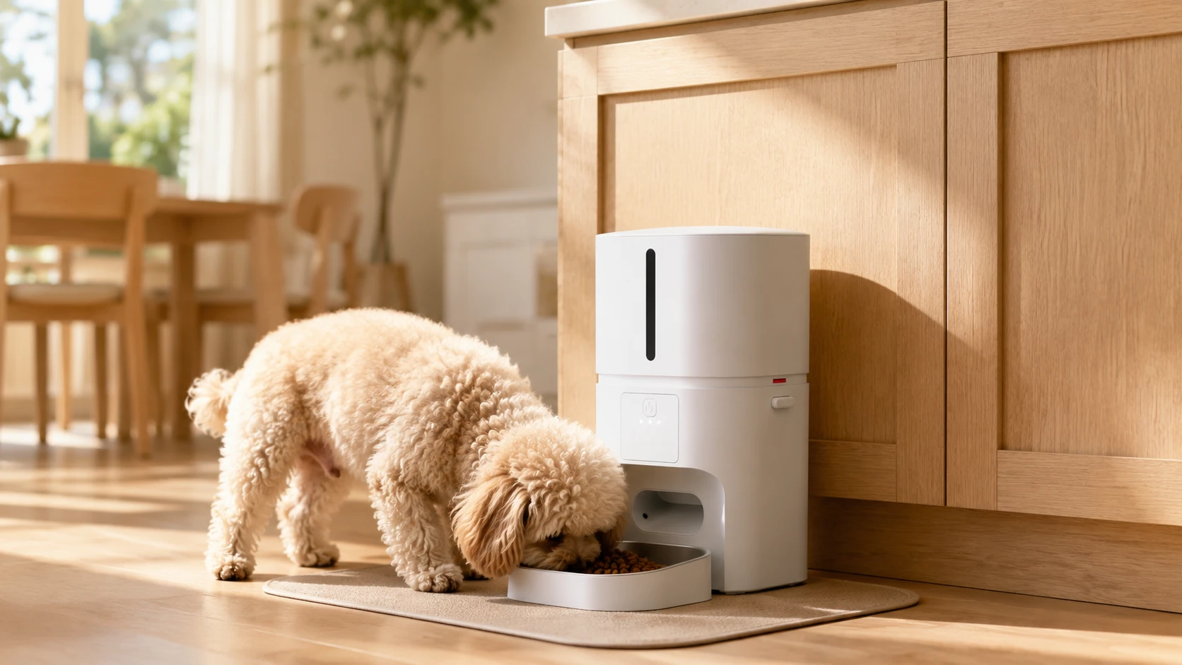 GuardHound Smart Automatic Pet Feeder · Afternoon Living Room Interaction · GuardHound DOG