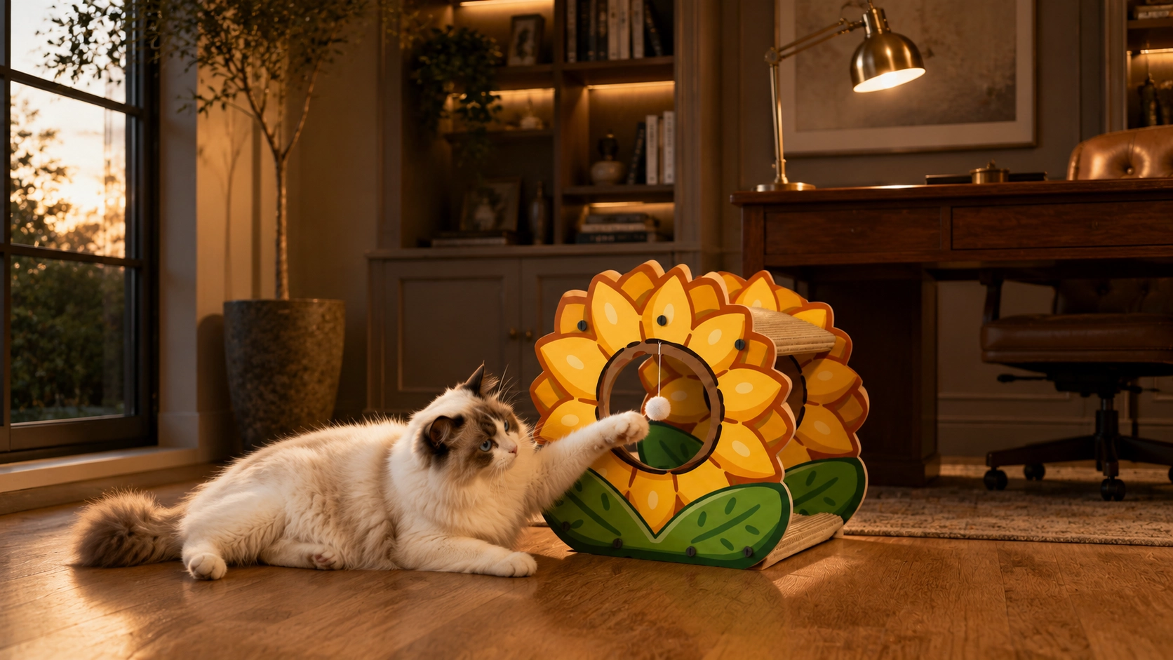 Sunflower Double-Layer Cat Scratcher & Bed · Twilight in the Sunroom Reading Nook · GuardLynx