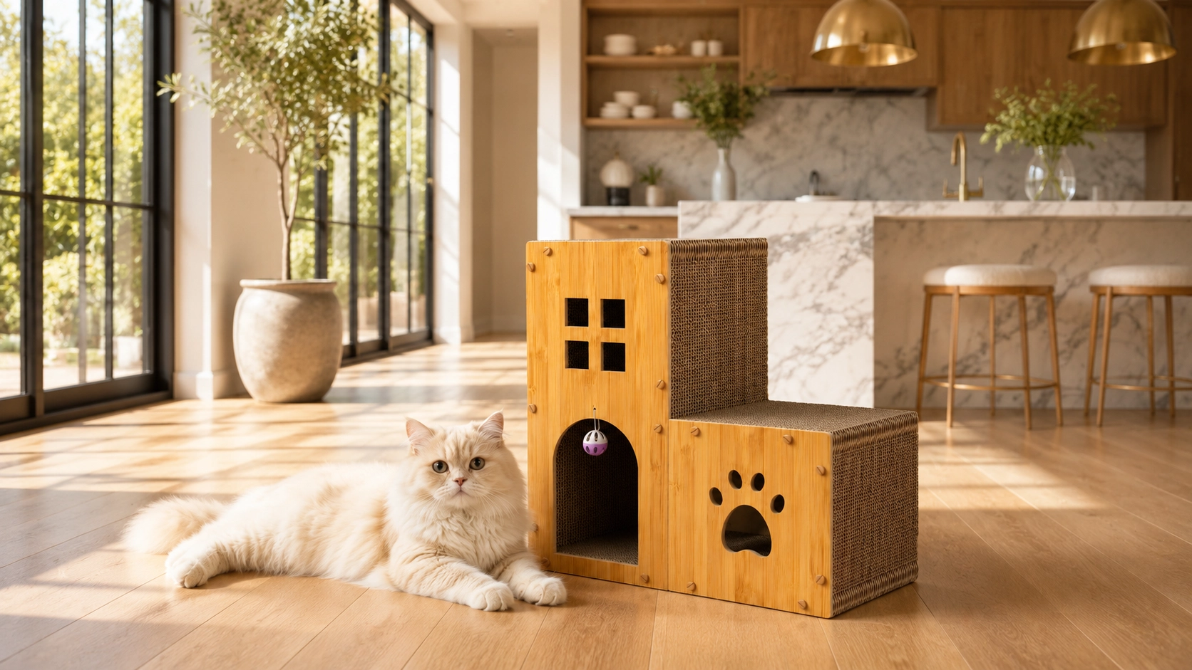 Staircase Castle Cat Scratcher & Lounge · Interactive Windows · GuardLynx