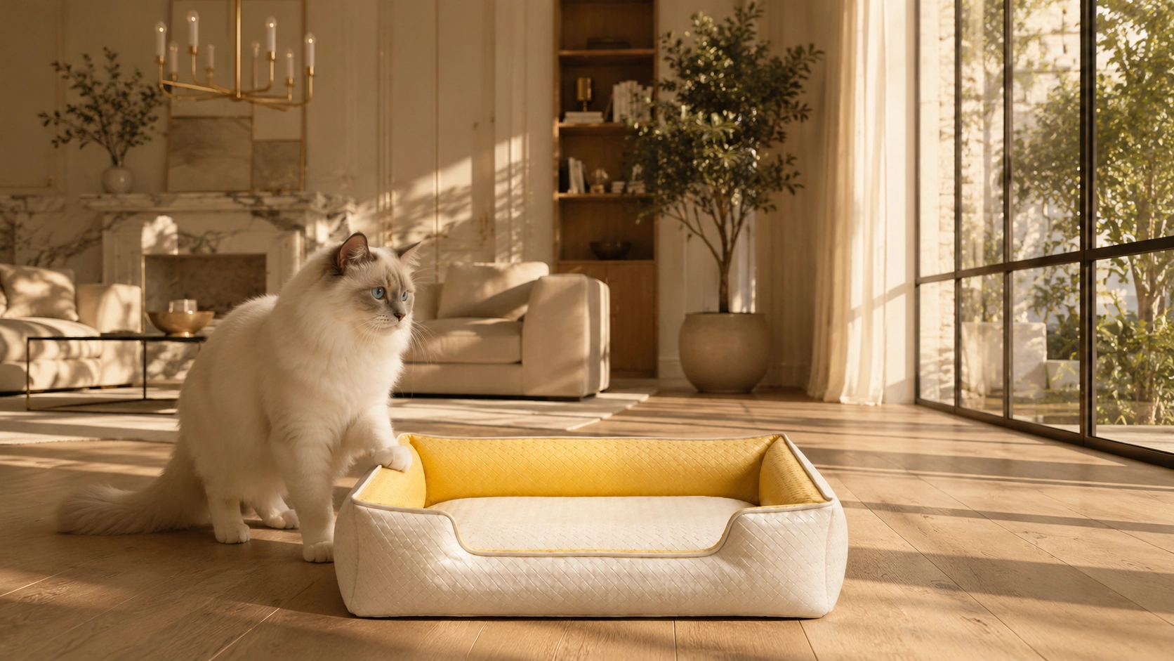 Luxury Diamond Quilted Faux Leather Cat Bed · Faux Leather Diamond Quilt · GuardLynx